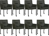 Set van 8 Donkergroene leren moderne eetkamerstoelen Lucky - Toledo Leer Verde (donkergroen leer) - thumbnail