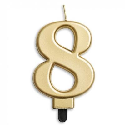 Kaars 8 jaar goudkleurig luxe