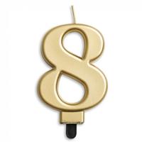 Kaars 8 jaar goudkleurig luxe