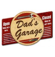 Dad&apos;s Garage Open When He&apos;s Here Heavy Zwaar Metalen Bord 58 x 39 cm - thumbnail