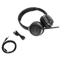 Targus AEH104GL hoofdtelefoon/headset Bedraad en draadloos Hoofdband Oproepen/muziek USB Type-C Bluetooth Zwart - thumbnail