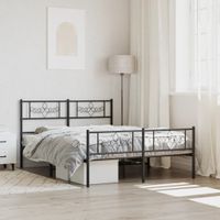 Bedframe met hoofd- en voeteneinde metaal zwart 135x190 cm