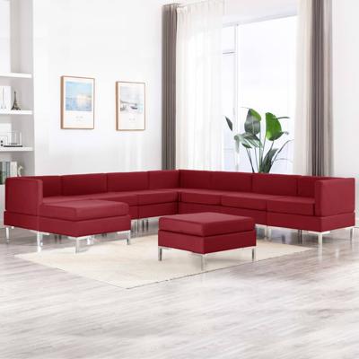 vidaXL 9-delig Bankstel stof wijnrood vidaXL 9-delig Bankstel stof wijnrood