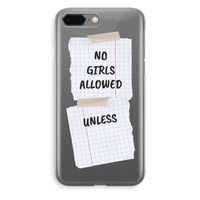 No Girls Allowed Unless: iPhone 8 Plus Transparant Hoesje - thumbnail