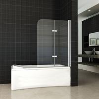 Badwand Eco 2-Delig 100x140cm Antikalk Helder Glas Chroom Profiel 6mm Veiligheidsglas Easy Clean