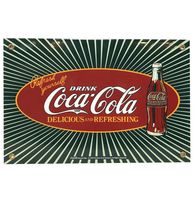 Coca-Cola Sunburst Delicious And Refreshing Emaille Bord 30,5 x 20,5 cm - thumbnail