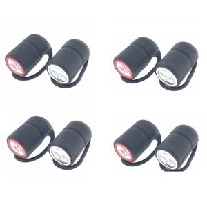 4x Fietslampjes fietsverlichting set waterdicht voorlicht / achterlicht 3 LEDs