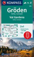 Wandelkaart 616 Gröden - Val Gardena - Sella - Canazei | Kompass - thumbnail