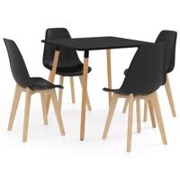 Vidaxl 5-delige Eethoek Zwart