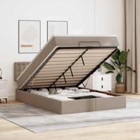 vidaXL Ottoman bed met matras 140x200cm kunstleer cappuccinokleurig, bedframe, ottoman bedframe, bedframe met opbergruimte onder het bed