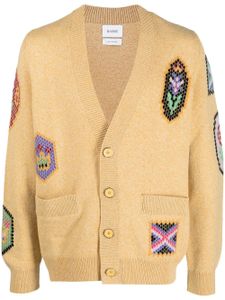 Barrie cardigan Scottish Symbols en maille intarsia - Jaune