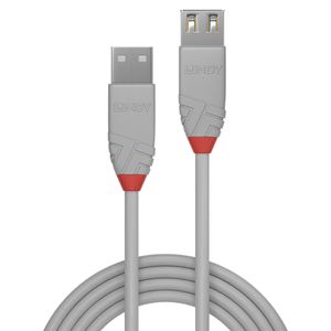 LINDY USB-kabel USB 2.0 USB-A stekker, USB-A bus 5.00 m Grijs 36715