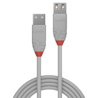 LINDY USB-kabel USB 2.0 USB-A stekker, USB-A bus 5.00 m Grijs 36715 - thumbnail