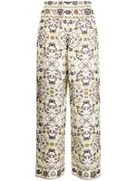 Tory Burch pantalon en soie à imprimé graphique - Marron