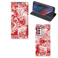 Mobiel BookCase OPPO Find X3 Neo Angel Skull Rood