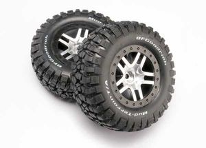 Traxxas - Tire & wheel assy, glued (SCT Split-Spoke, satin chrome wheels) (TRX-5877)