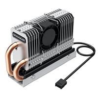 GRAUGEAR M.2 NVMe SSD (2280) Koeler, heatpipe koeler met ventilator voor M.2 SSD, actieve PWM-ventilator, 25 mm geluidsarm, 4 x warmtegeleidingspads, koperen heatpipe, aluminium lamellen, G-M2HP04-F