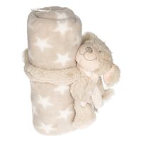 Beige/witte sterrenprint deken 100 x 75 cm met klittenband hond knuffel