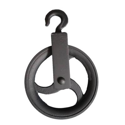 Hofftech Katrol - Hijshaak - Ø 180 mm met Haak - Zwart Gietijzer