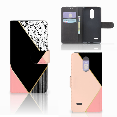 LG K4 (2017) Bookcase Zwart Roze Vormen