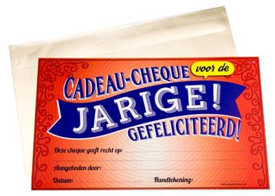 cadeaucheque Jarige 34,5 cm papier oranje/blauw cadeaucheque Jarige 34,5 cm papier oranje/blauw