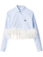 Miu Miu chemise à détails de plumes - Bleu - thumbnail