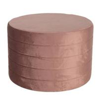 Clayre & Eef Poef Ø 60x40 cm Roze Hout Textiel Rond Hocker - thumbnail