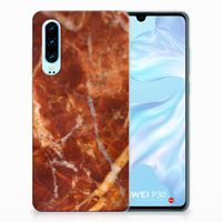 Huawei P30 TPU Siliconen Hoesje Marmer Bruin - thumbnail