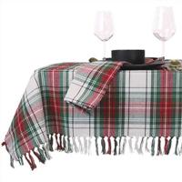 Unique Living - Tafelkleed Xmas Tartan - 150x300cm - White - thumbnail