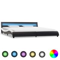 vidaXL Bedframe met LED kunstleer zwart en wit 180x200 cm