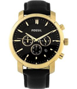 Horlogeband Fossil BQ2199 Leder Zwart 22mm