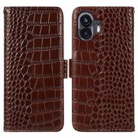 Nothing Phone (2) Crocodile Series Wallet Leren Hoesje met RFID - Bruin - thumbnail