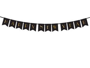 Letter Banner Happy New Year zwart