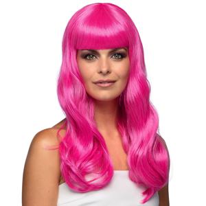 Boland Verkleedpruik dames - roze - Cabaret/hollywood/diva - Carnaval - lang chique haar   -