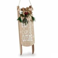 Decoratie om op te hangen, slee, beige, MDF, 20 x 5 x 69 cm (6 stuks)