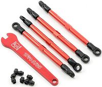 Toe links, aluminum (red-anodized) (4) (assembled with rod ends and threaded inserts) (1/16 E-Revo)