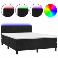 vidaXL Boxspring met matras en LED fluweel zwart 140x200 cm