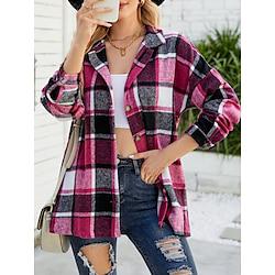 Dames Blouse Geometrisch Dagelijks Casual Lange mouw Overhemdkraag Rood Zomer Lente Lightinthebox