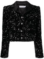 Self-Portrait blazer crop brodé de sequins - Noir - thumbnail