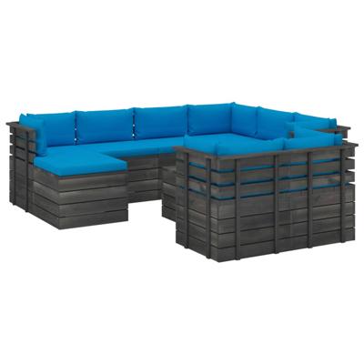 vidaXL 10-delige Loungeset met kussens pallet massief grenenhout vidaXL 10-delige Loungeset met kussens pallet massief grenenhout