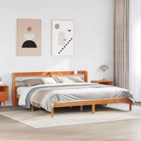vidaXL Bedframe met hoofdbord massief grenenhout wasbruin 180x200 cm, bed, bed ombouw, boxspring, bedbodem, slaapkamermeubel, twijfelaar bed