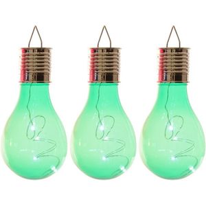 3x Buitenlampen/tuinlampen lampbolletjes/peertjes 14 cm groen   -