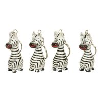 Houten Sleutelhangers Zebra (Set van 4) - thumbnail