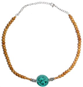 Sandalwood Verstelbare Ketting - Turquoise Om