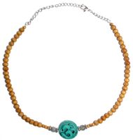 Sandalwood Verstelbare Ketting - Turquoise Om - thumbnail