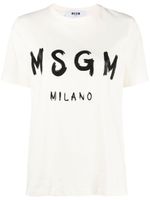 MSGM logo-print cotton T-shirt - Tons neutres