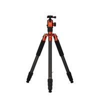 Rollei C6i Carbon fotostatief: compact, licht, 3-in-1 statief met Arca Swiss kogelkop, monopod, macrostatief, incl. spikes en tas (oranje)