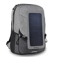 Sunnybag Explorer+ Rugzak op zonne-energie met afneembaar 6 watt zonnepaneel, USB-aansluiting, inclusief laptopvak voor 15,6 inch notebook, 15 liter, waterafstotend, grijs-zwart
