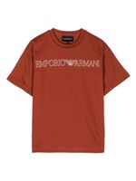 Emporio Armani Kids t-shirt en coton à logo brodé - Marron