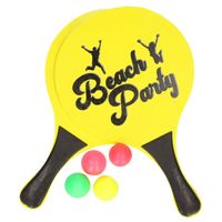 Houten beachball set geel met extra balletjes